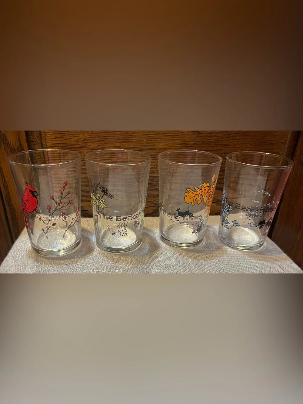 The Berkshires Seasons Glasses Set of Four 7oz Made In USA Mass MoCA NIB